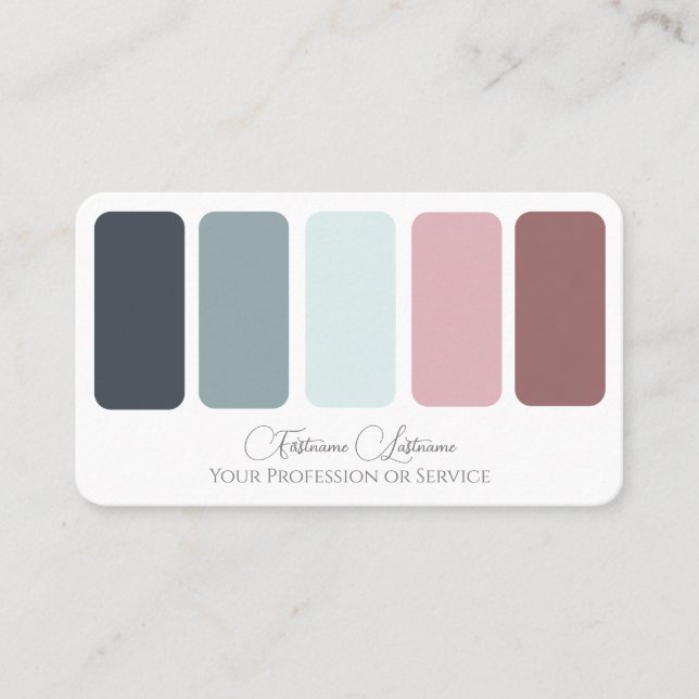 Elegant rose colour palette calligraphy QR-Code B Business Card (Front)