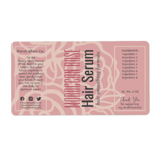 Elegant Rose Coral Pink Dropper Bottle Labels
