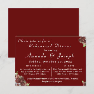 Elegant Rose Corsage Rehearsal Dinner Invitation