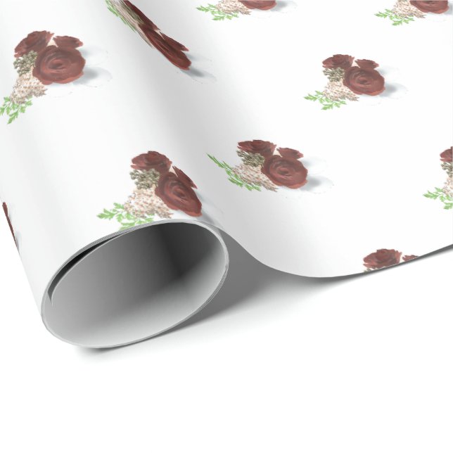 Elegant Rose Corsage  Wrapping Paper (Roll Corner)