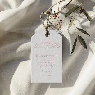 Elegant Rose Crest Botanical Monogram Wedding Gift Tags