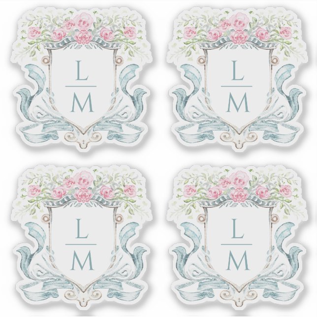 Elegant Rose Crest w/ Bow | Monogram Wedding (Front)