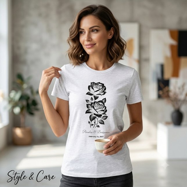 Elegant Rose Custom Monogram Date Lovely Tri-Blend Shirt (Elegant Rose Custom Monogram Date Lovely Tri-Blend Shirt)