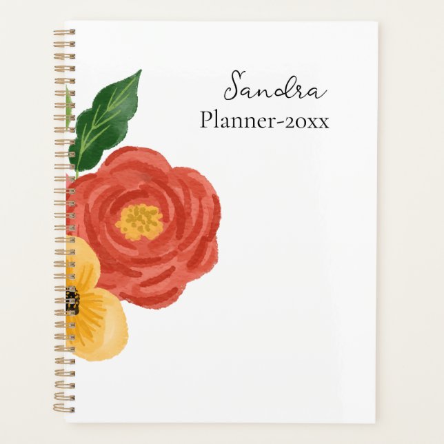 Elegant Rose Custom Name Planner Notebook (Front)
