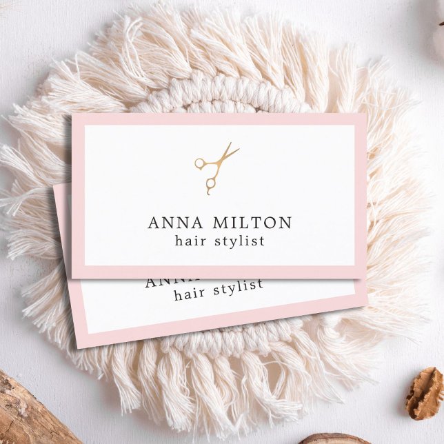 Elegant Rose Faux Gold Scissors Hair Stylist Business Card (Creator Uploaded)