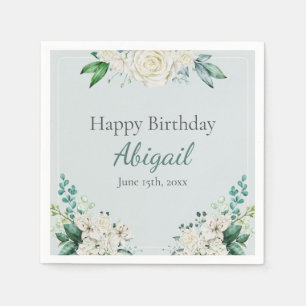 Elegant Rose Floral 80th Birthday Party Any Age Napkin