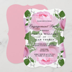 Elegant Rose Floral Engagement Invitation