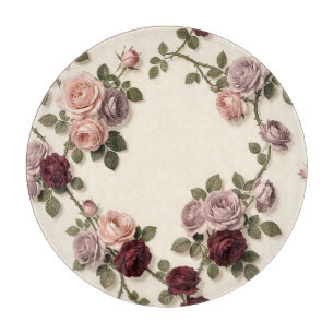 Elegant Rose Floral Frame Soft Pastel Arrangement Cutting Board