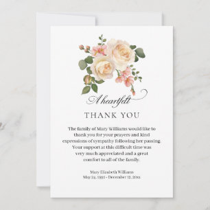 Elegant Rose Floral Funeral Thank You