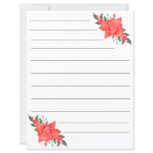 Elegant Rose Floral Lined Paper Sheet