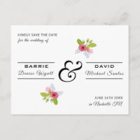 Elegant Rose Floral Modern Wedding Save the Date
