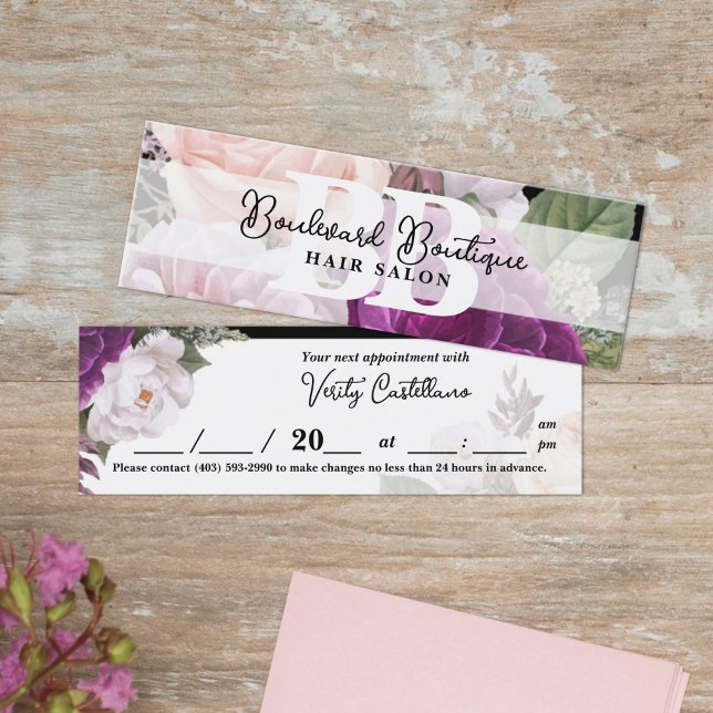 Elegant Rose Floral Salon Bookmark Appointment Mini Business Card (Creator Uploaded)