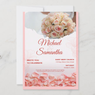 Elegant Rose Floral Wedding Invitation