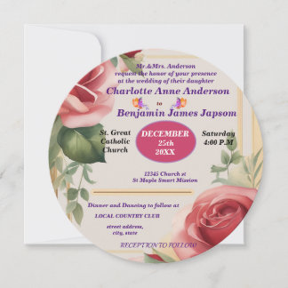 Elegant Rose Floral Wedding Invitation