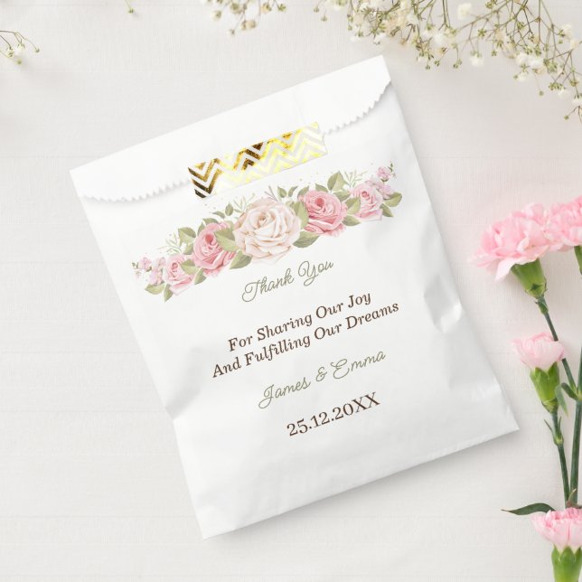 Elegant Rose Flower Custom Favour Bags (Sealed)