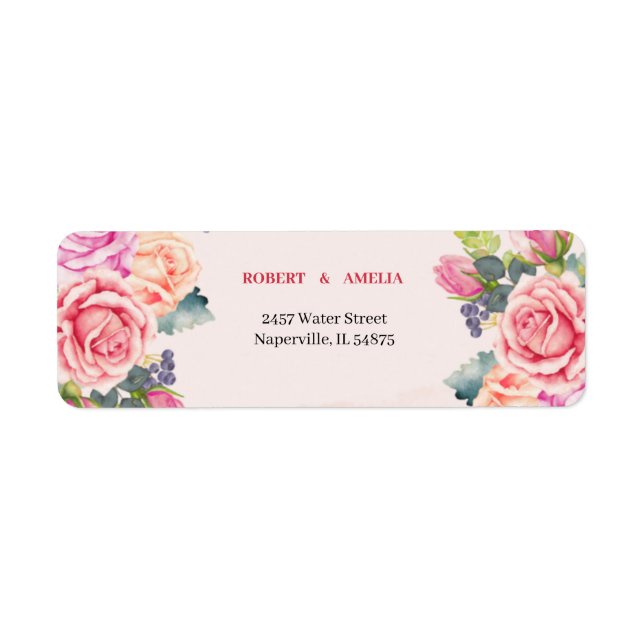 Elegant Rose Flower Custom Return Address (Front)
