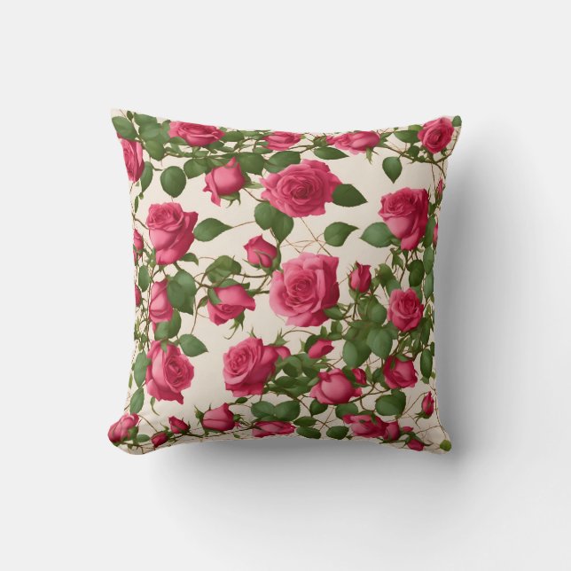 "Elegant Rose Flower Design Throw Pillow – A Touch (Front)