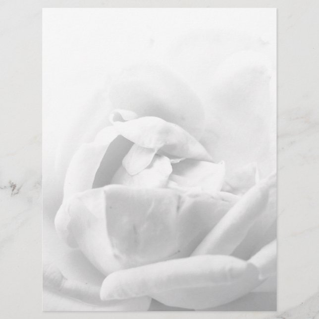 Elegant Rose Flower Floral Black And White Girly Custom Letterhead (Front)