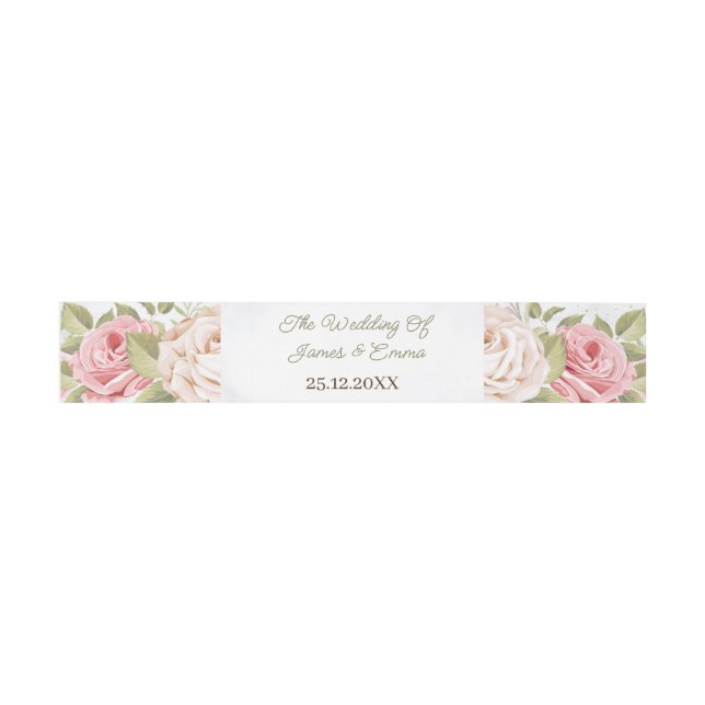 Elegant Rose Flower Personalised Invitation Belly Band (Flat)