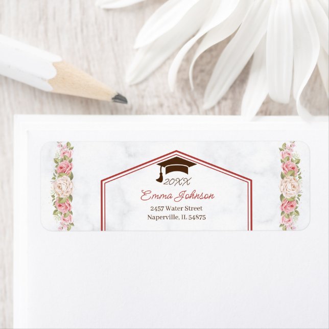 Elegant Rose Flower Personalised Return Address (Insitu)