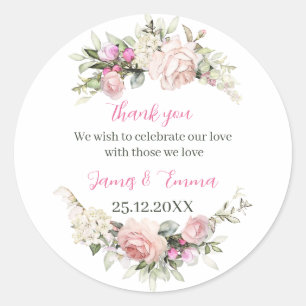 Elegant Rose Flower Wedding  Classic Round Sticker