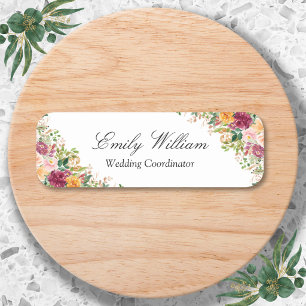 Elegant Rose Flowers Floral Botanical Transparent Name Tag