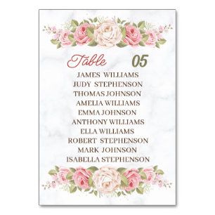 Elegant Rose Flowers Personalised Wedding Table Number