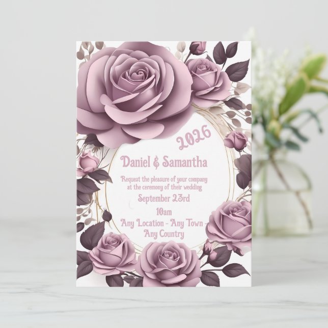 Elegant Rose Frame Template Wedding Invitation (Standing Front)