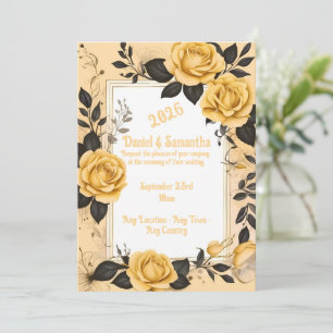 Elegant Rose Frame Template Wedding Invitation