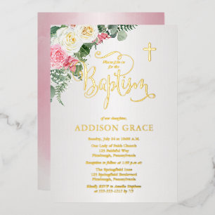 Elegant Rose Garden - Girl Baptism - Gold