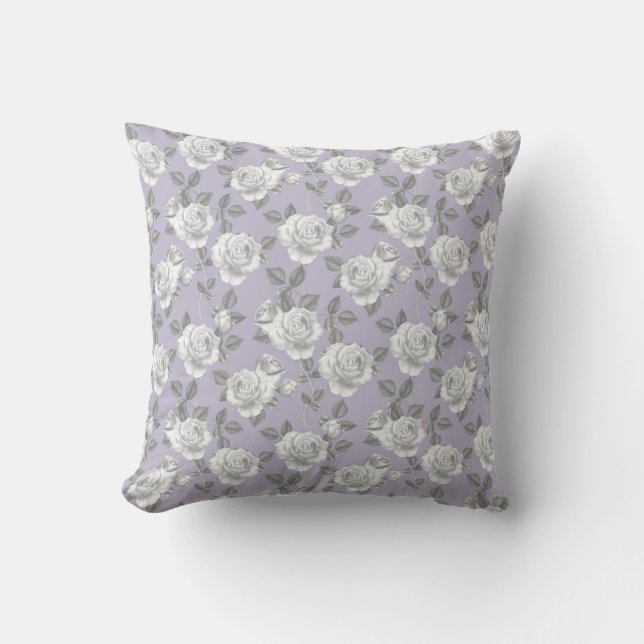 Elegant Rose Garden in Lavender Cushion (Front)