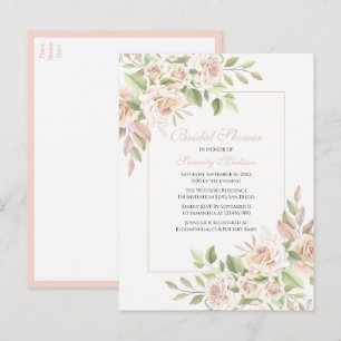 Elegant Rose Garden Pink Floral Bridal Shower Invitation Postcard