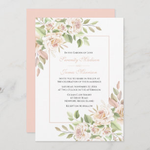 Elegant Rose Garden Pink Floral Wedding Invitation