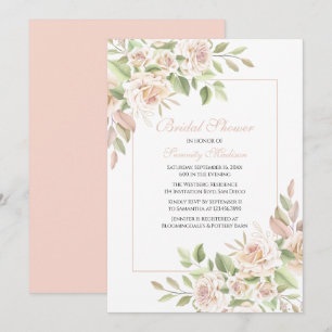 Elegant Rose Garden Pink Floral  Wedding  Invitation