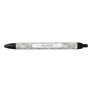 Elegant Rose Garden Sage Green Pen