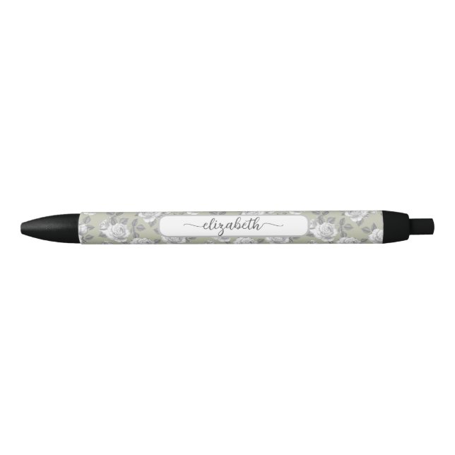 Elegant Rose Garden Sage Green Pen (Front)