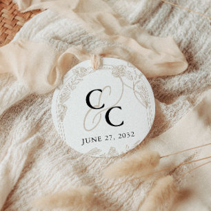 Elegant Rose Garden Trellis Calligraphy Monogram Classic Round Sticker