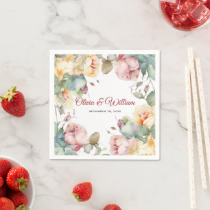 Elegant Rose Garden Wedding Napkin