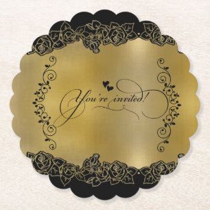 elegant rose gilding paper coaster