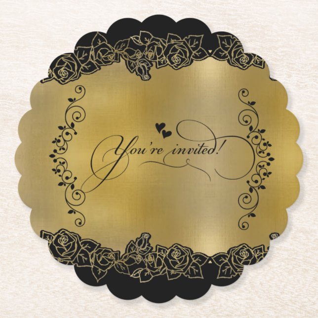 elegant rose gilding paper coaster (Front)