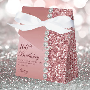 Elegant Rose Gold 100th Birthday Favour Box