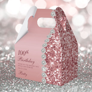 Elegant Rose Gold 100th Birthday Favour Box