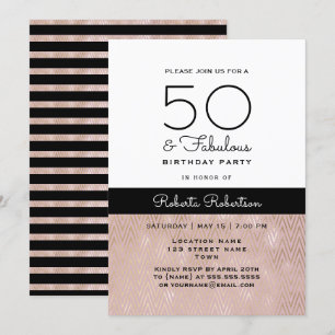 Elegant Rose Gold 50th Birthday Invitation