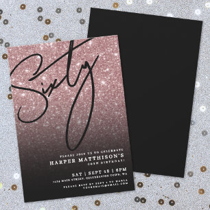 Elegant Rose Gold 60th Birthday Invitation