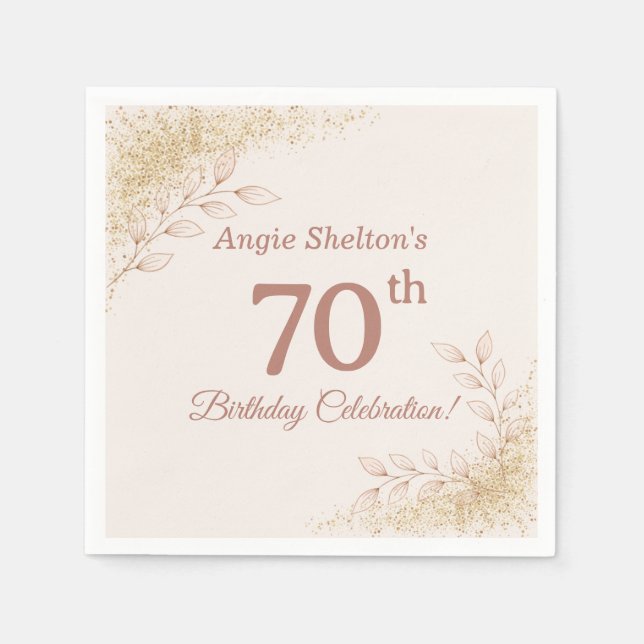 Elegant Rose Gold 70th Birthday Celebration  Napkin (Front)