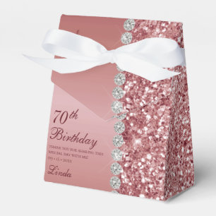 Elegant Rose Gold 70th Birthday Favour Box