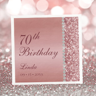 Elegant Rose Gold 70th Birthday Napkin