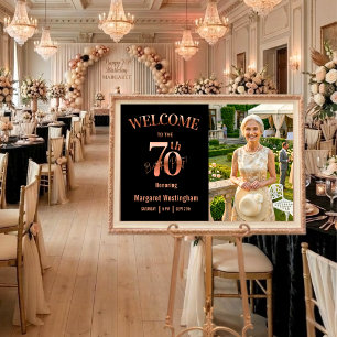 Elegant Rose Gold 70th Birthday Party Welcome Poster