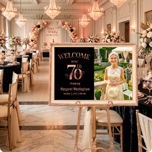 Elegant Rose Gold 70th Birthday Party Welcome Poster