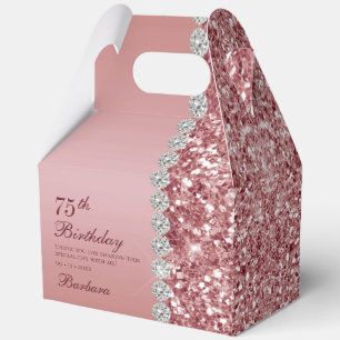Elegant Rose Gold 75th Birthday Favour Box
